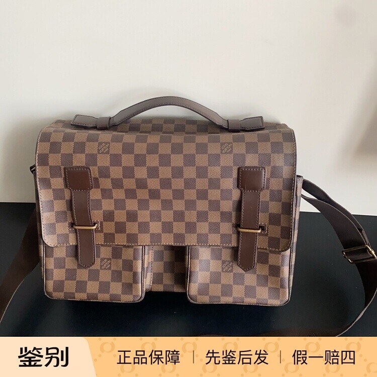 原装好成色过鉴定 LV Broadway棕棋盘格剑桥包双扣公文包35*13*25