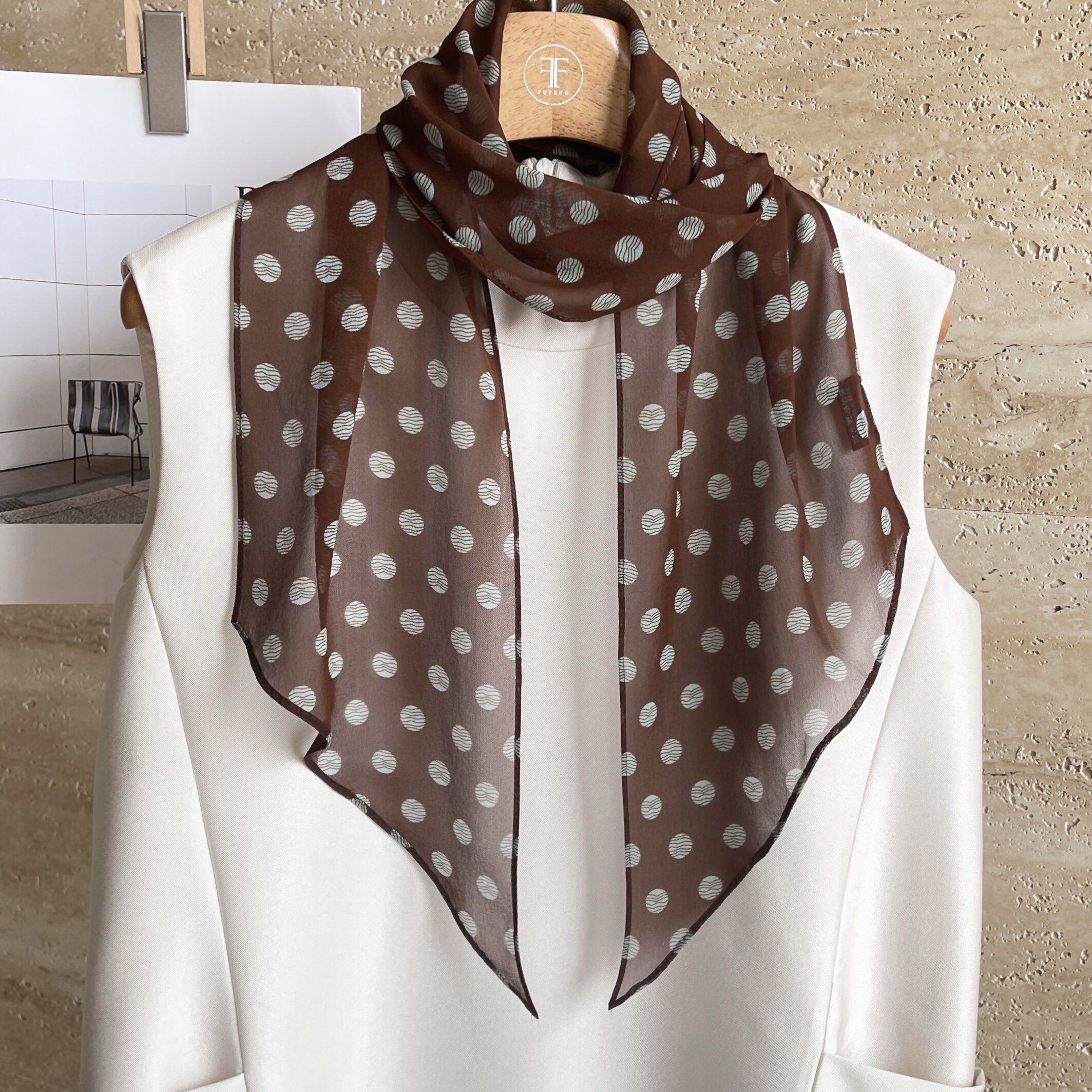 法式摩卡 双面同色 真丝雪纺 丝巾飘带