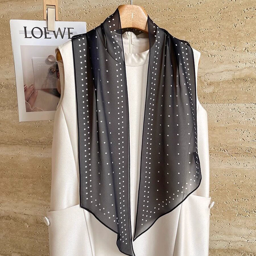 邂逅赫本 双面同色长款飘带 真丝雪纺 丝巾围巾 20*130