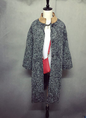 实拍瑕疵处理长款韩版毛呢外套