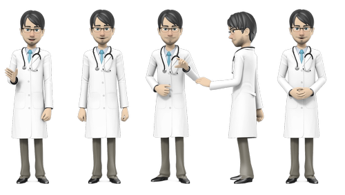 卡通角色男性医生人物动作动画视频素材 透明背景有绿底剪映能用