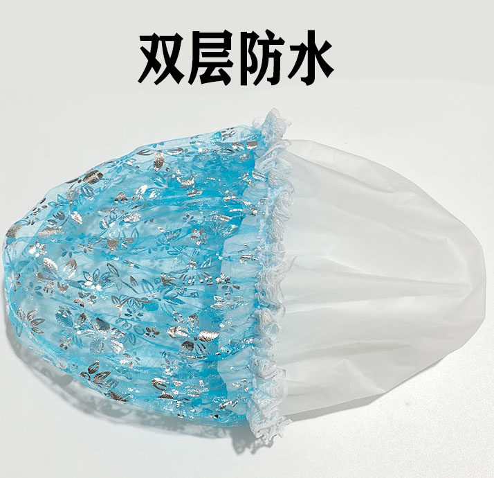 여성용 더블 레이어 방수 샤워 캡 성인용 목욕용 헤어 커버 샤워 헤드기어 목욕용 헤어 커버 오일 흄 방지 헤어캡