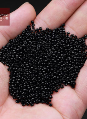 3000粒diy串珠散珠黑色米珠手工制作项链手链戒指十字绣珠2/3/4mm
