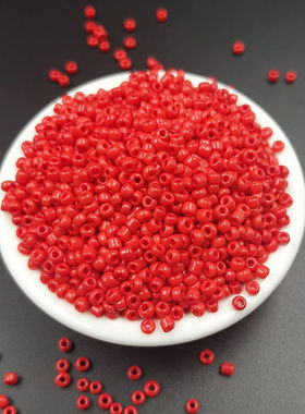 3000粒红色diy串珠散珠米珠手链手串民族服饰手工十字绣2/3/4MM