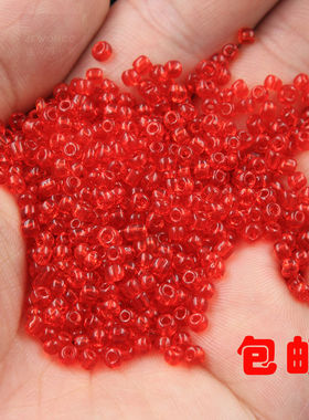 diy透明红色戒指十字绣发簪散珠