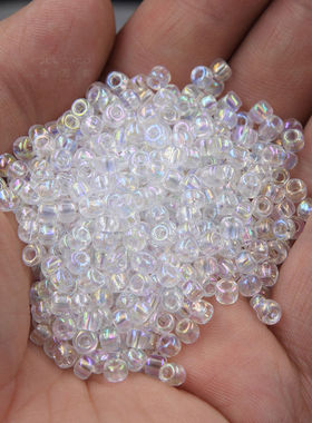 3000粒2/3/4MM透明白色米珠diy串珠散珠发簪面帘流苏十字绣珠子