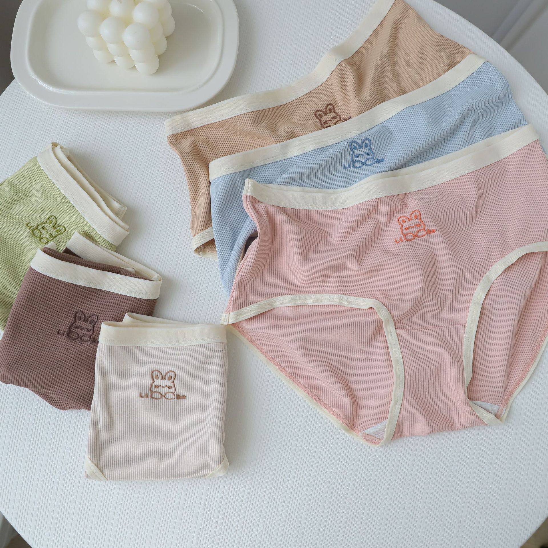 糯谜~颜值炸裂日系罗纹滴胶小兔兔新款女士内裤 少女三角裤学院风,女士内衣/男士内衣/家居服,女三角裤,淘宝优惠券,粉丝福利购,淘宝优惠卷