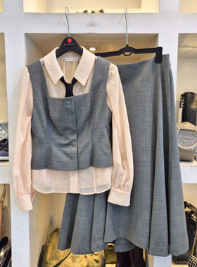 Michaa 奥特莱斯代购 衬衫背心半身裙三件套