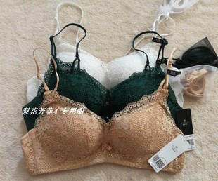 伊丝艾拉AB中厚杯无钢圈聚拢蕾丝法三角杯文胸035 专柜正品