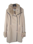 mary粉红玛琍 粉红玛丽 冬钉钻中长款 pink 兔毛领羊毛大衣女 标齐