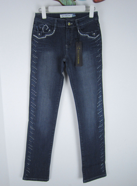 专柜正品 saidian/赛典 春夏绣花小脚九分牛仔裤女 三标齐全