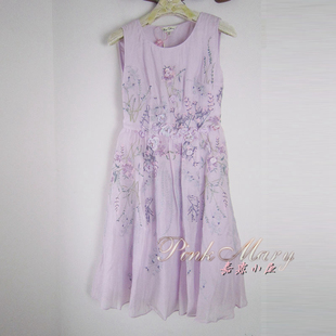 pink mary粉红玛琍/粉红玛丽 夏季刺绣钉珠连衣裙标齐'PMAIS5210