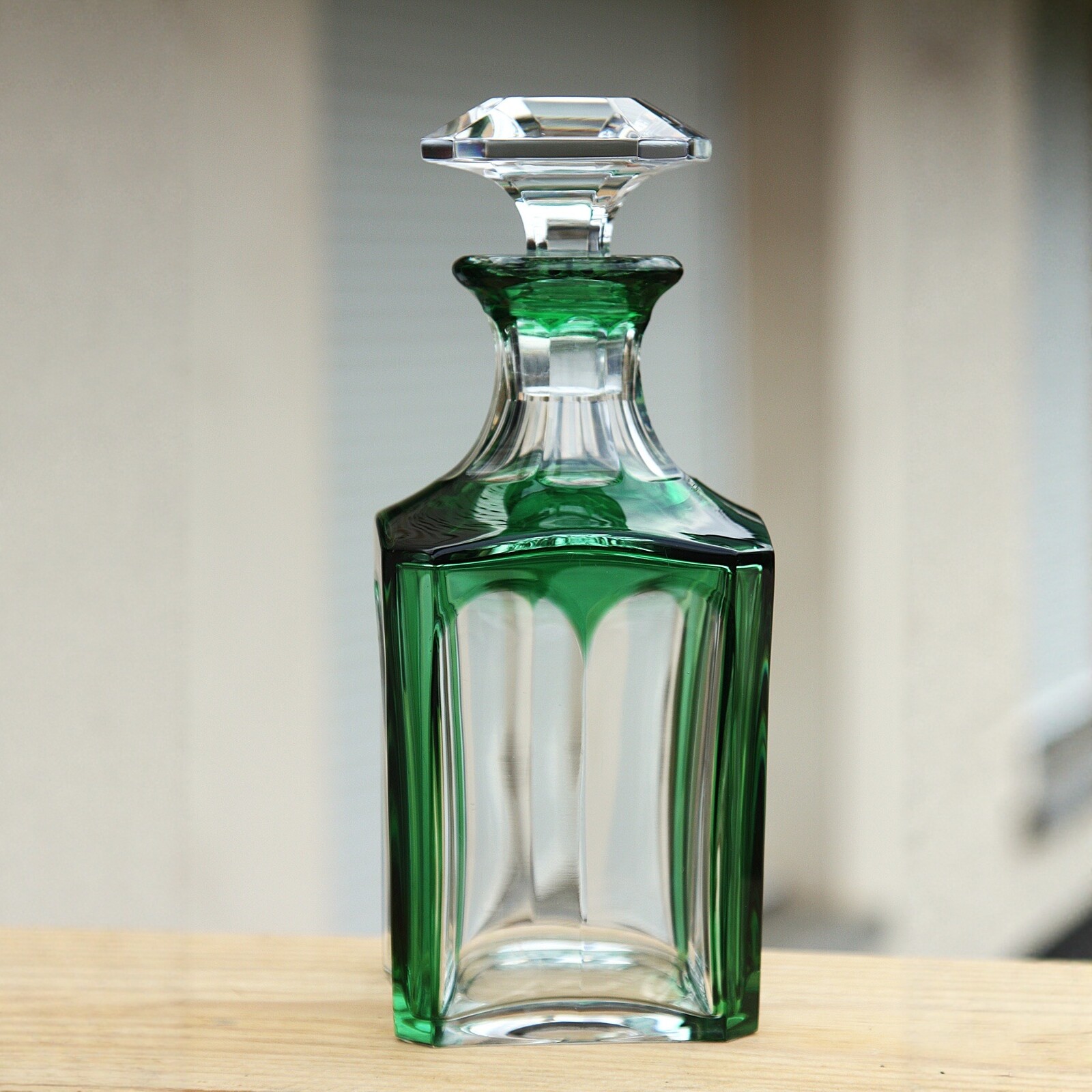 中古法国Baccarat/巴卡拉哈酷绿色透明水晶威士忌酒瓶醒酒瓶法式