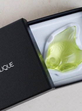 现货全新带盒 法国奢侈水晶Lalique/莱俪绿色小摆件Poisson鱼系列