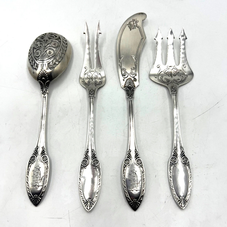 法国古董银器950纯银餐具套装