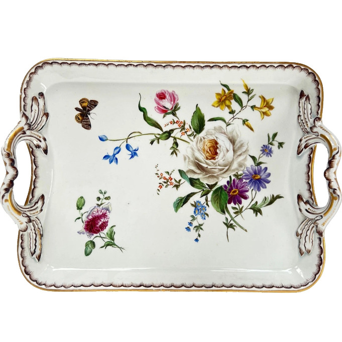 法国老巴黎古董手绘瓷器托盘