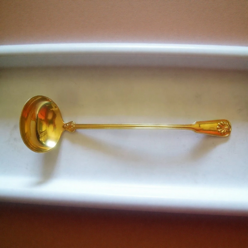 蒂芙尼纯银鎏金长柄西餐勺