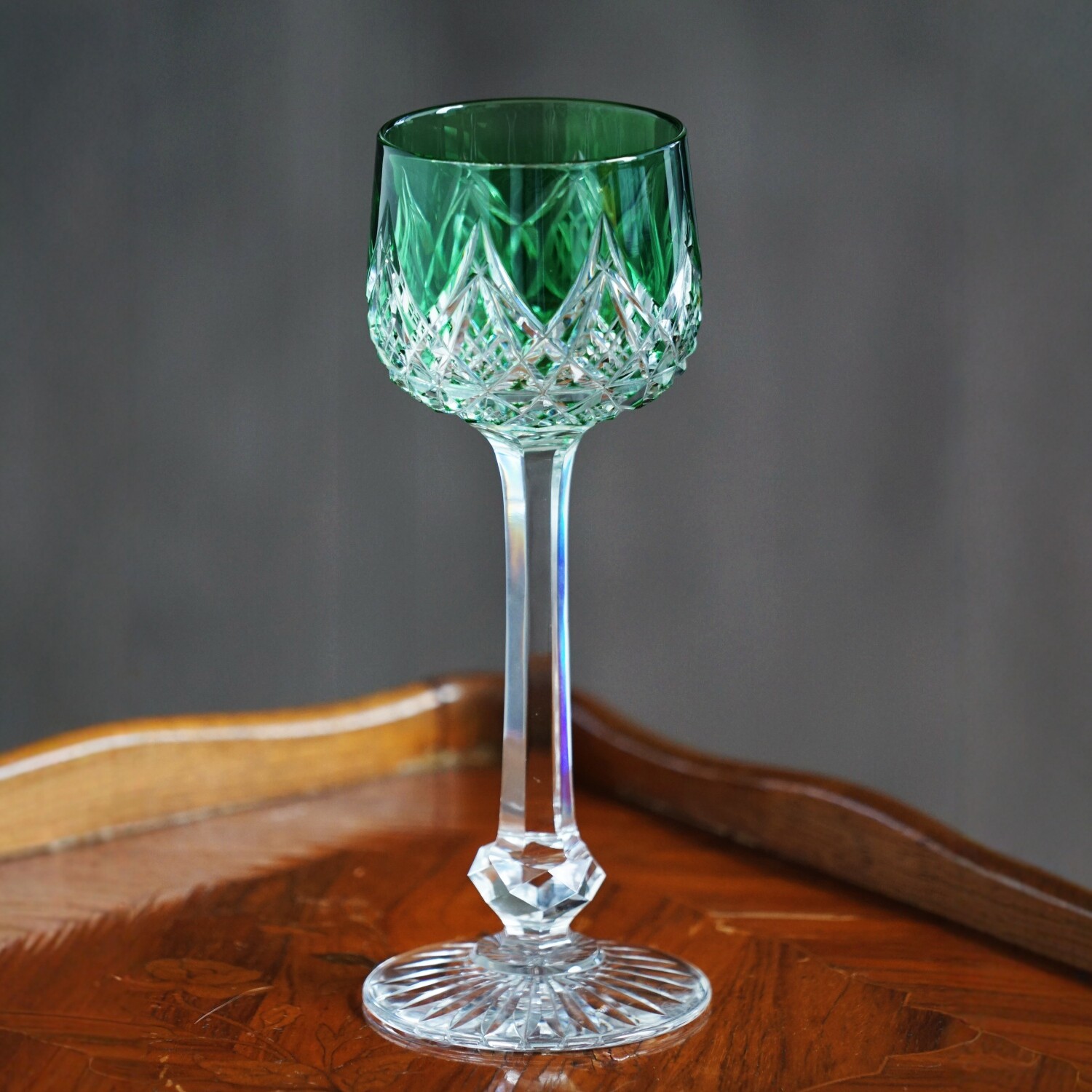 法国巴卡拉中古绿色水晶葡萄酒杯