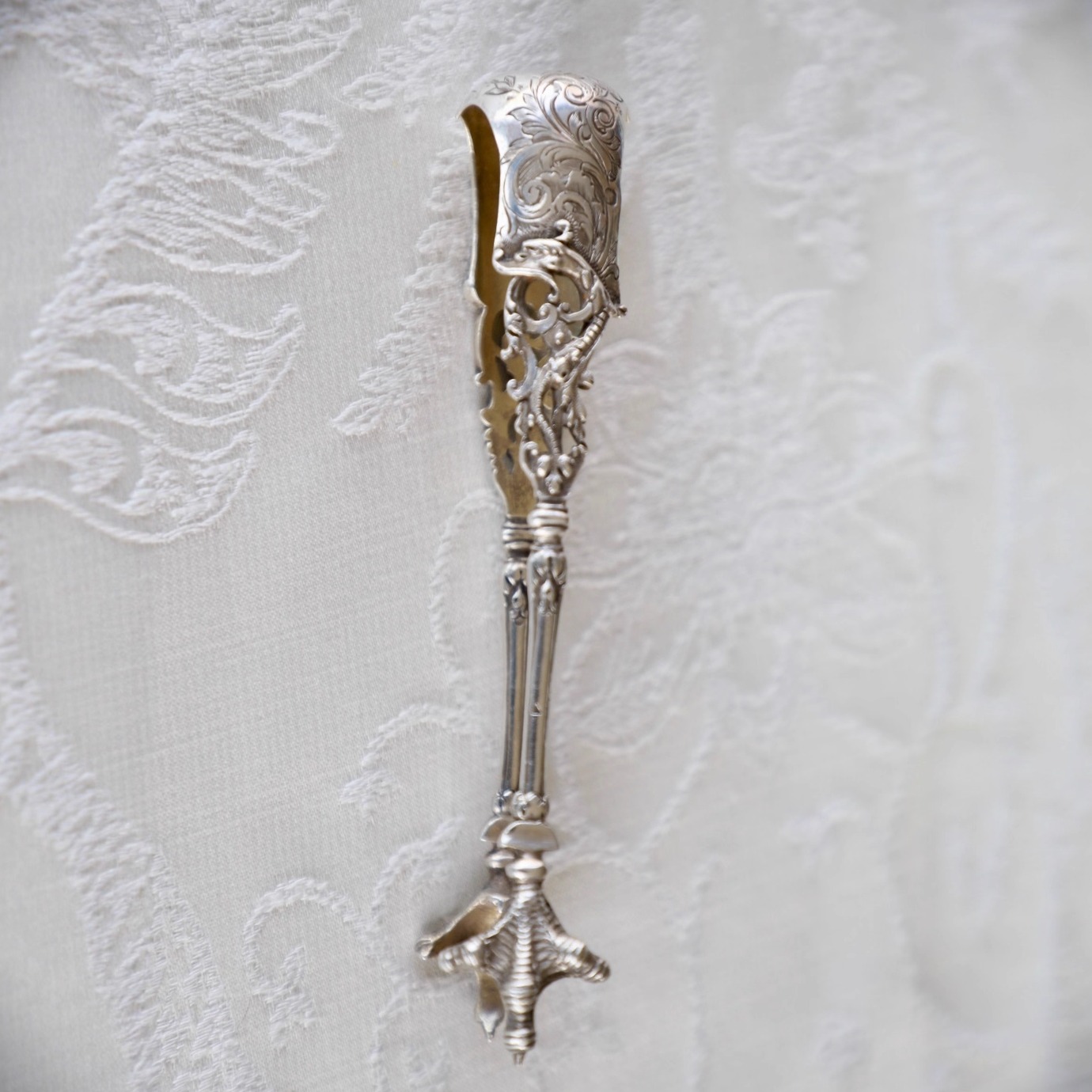 法国古董银器950纯银糖夹冰夹