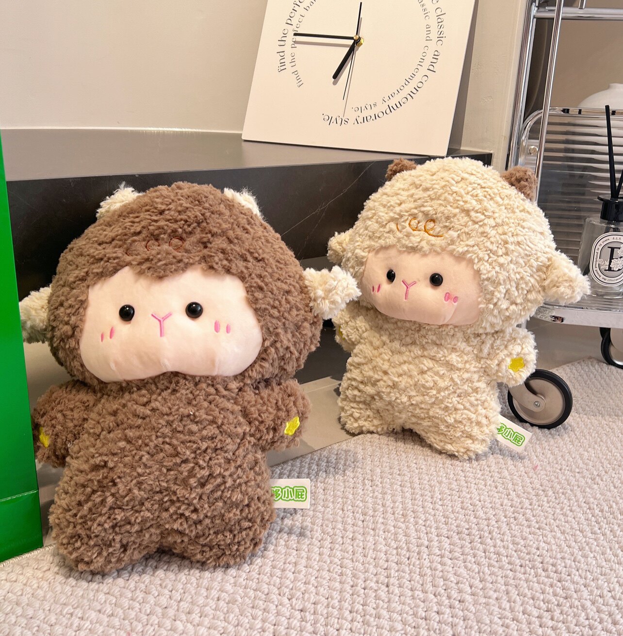 작은 양 인형 플러시 장난감 소녀 잠자는 어린이를 들고 귀여운 헝겊 인형 진정과 치유 선물