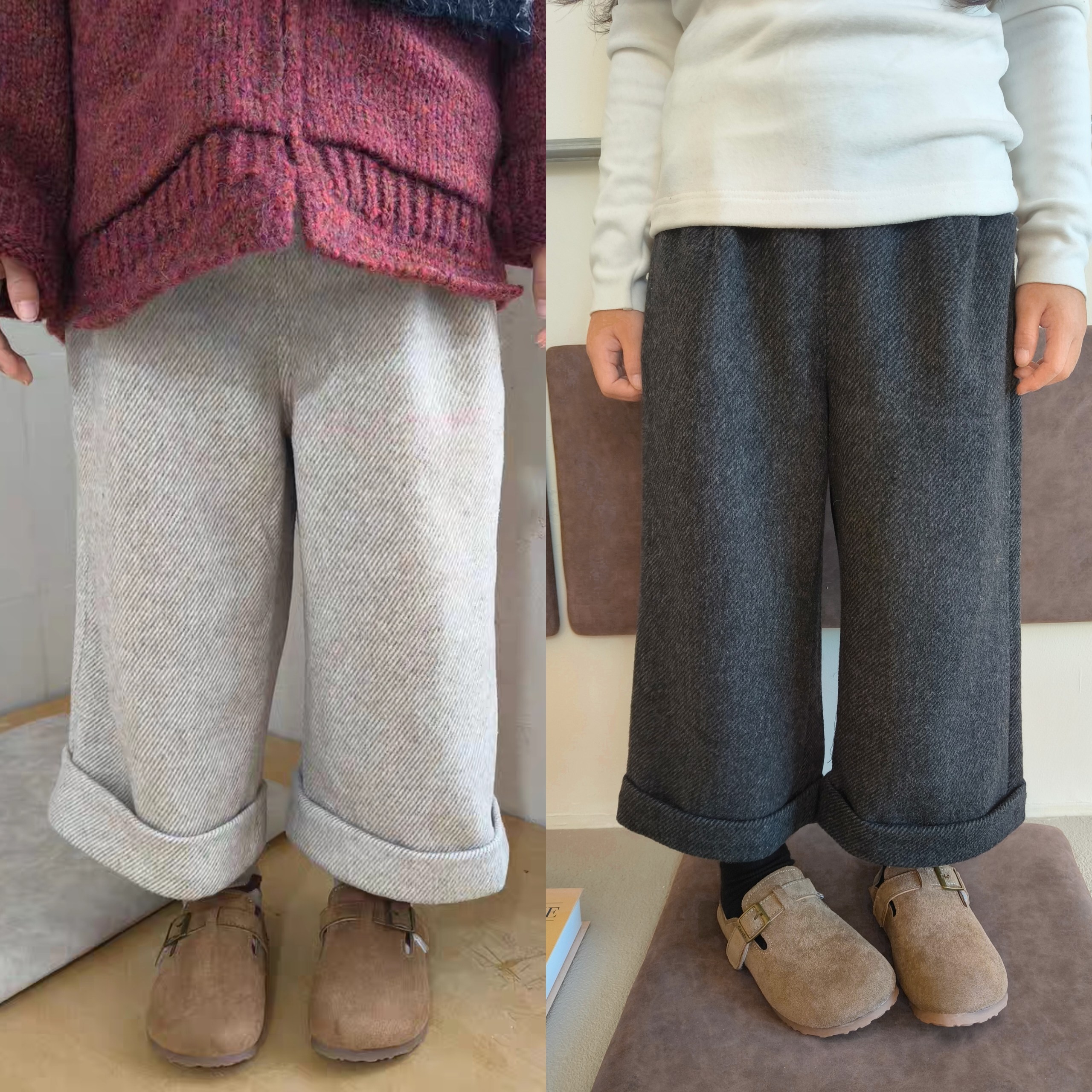 2025秋冬新款男女儿童韩版加绒直筒加厚毛呢阔腿裤,童装/婴儿装/亲子装,毛衣/针织衫,淘宝优惠券,粉丝福利购,淘宝优惠卷