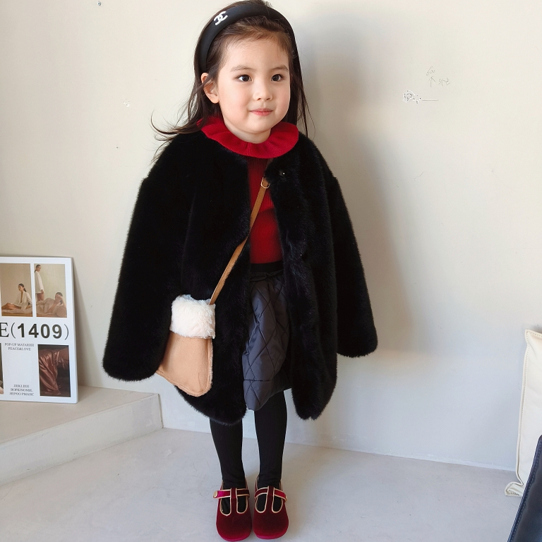 2025新款冬装儿童水貂毛皮草外套男童女童大衣加厚棉衣宝宝毛毛衣