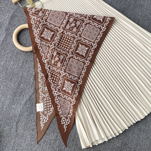 轻薄透气12姆米真丝双绉菱形巾复古文艺100%桑蚕丝春秋领巾三角巾