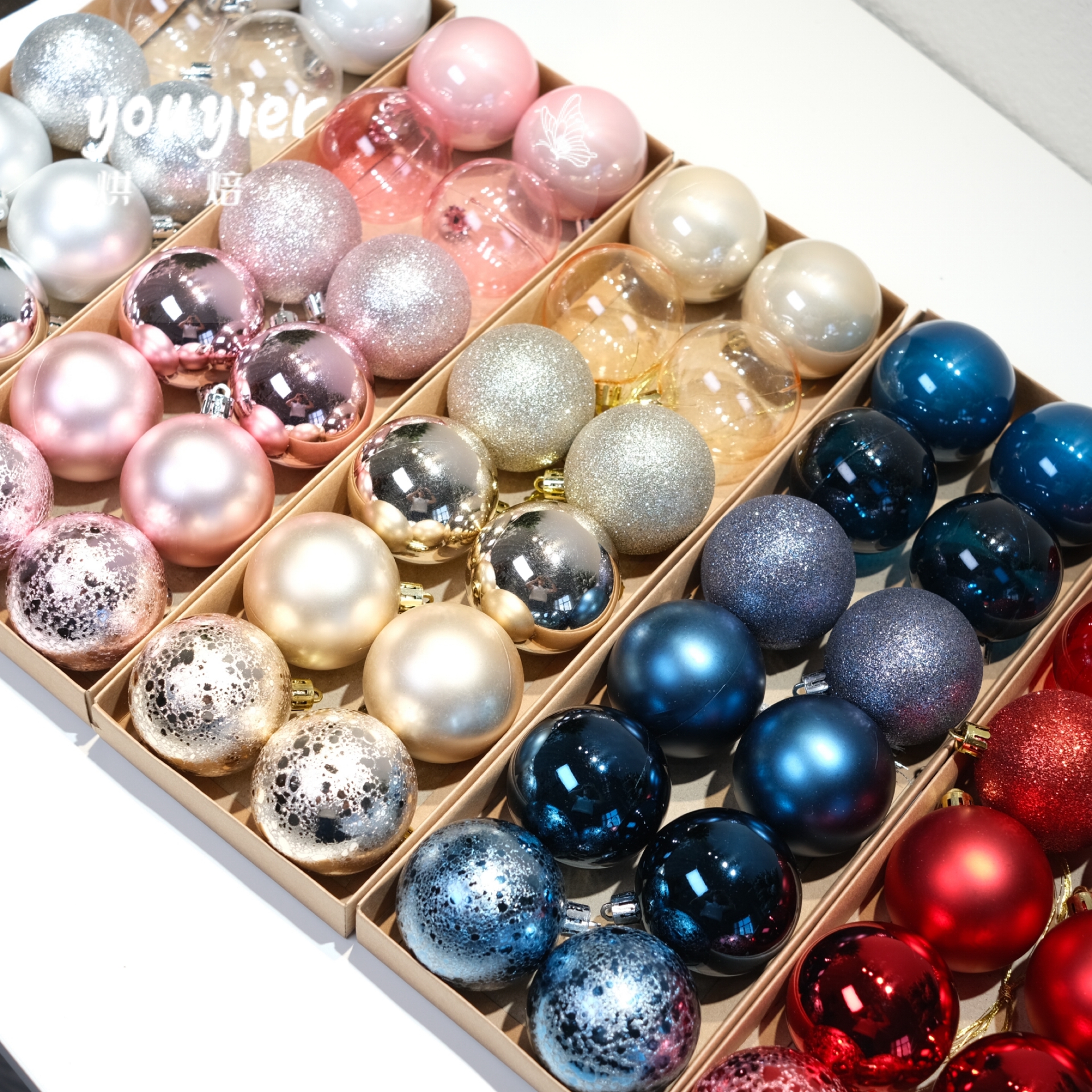 youyier圣诞节6cm珠光哑光12粒球