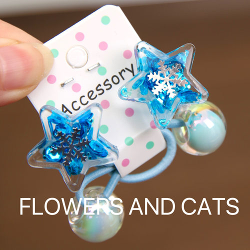 韩国新款女童公主蓝色发饰高弹力