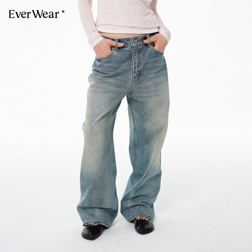 EverWear极简浅色阔腿牛仔裤女
