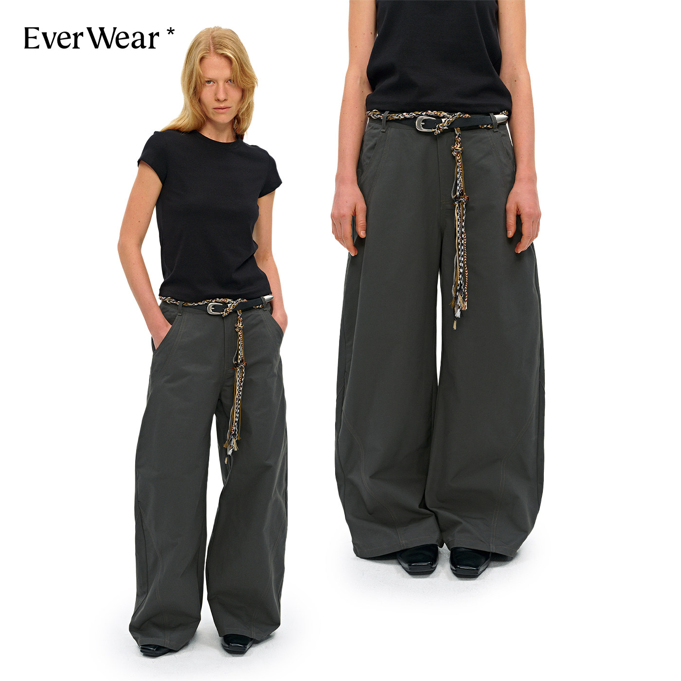 EverWear 美式复古工装牛仔裤男女同款镰刀裤宽松休闲阔腿弯刀裤,女装/女士精品,休闲裤,淘宝优惠券,粉丝福利购,淘宝优惠卷