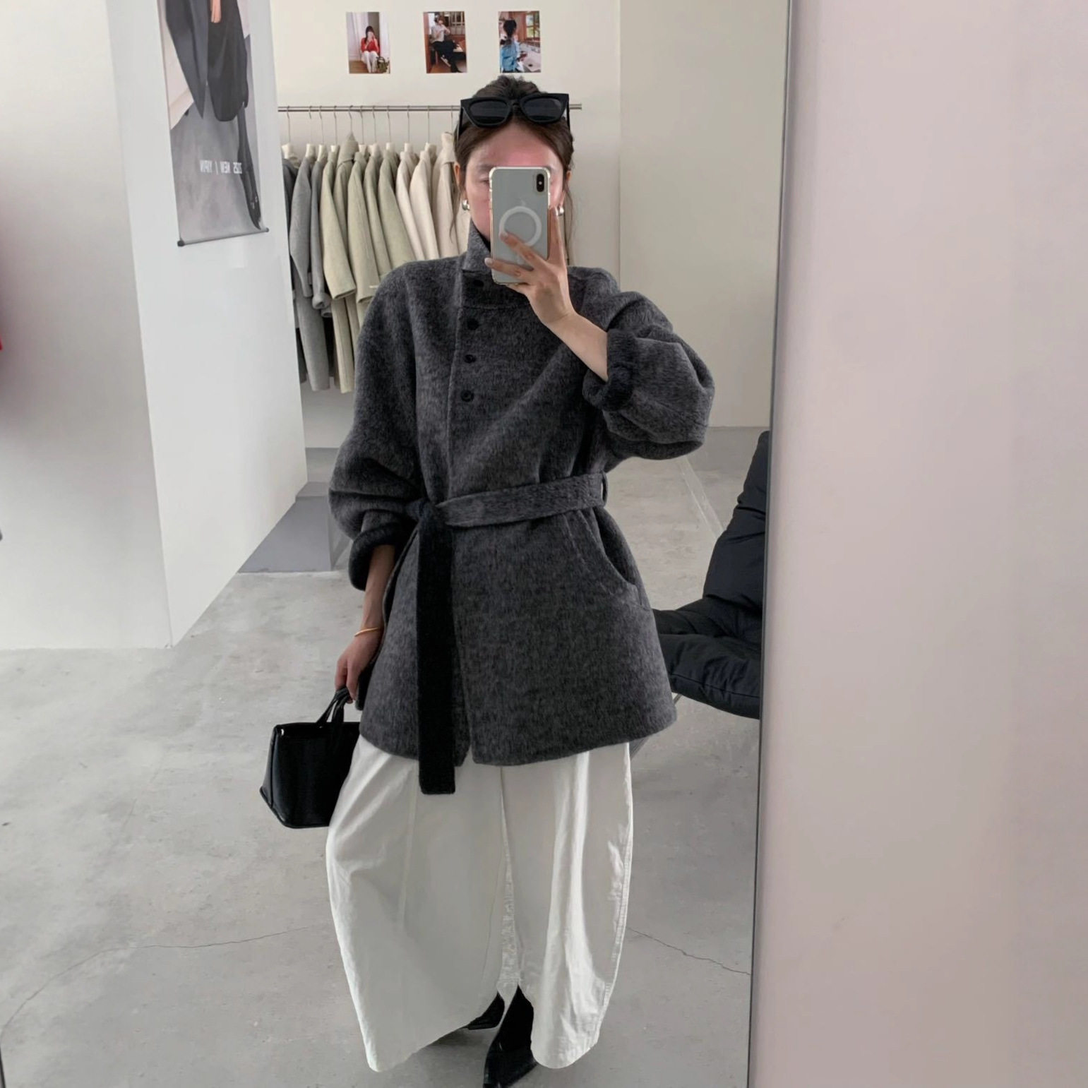 半高领双面羊绒毛呢大衣 中长款系带AB面拼色羊毛呢外套加厚保暖,女装/女士精品,毛呢外套,淘宝优惠券,粉丝福利购,淘宝优惠卷