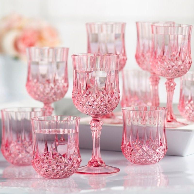 工厂现货外贸新款钻石纹高脚杯年会庆典时尚加厚酒塑料红酒香槟杯