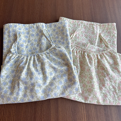 纯棉双层纱布吊带睡裙连衣裙家居服睡衣