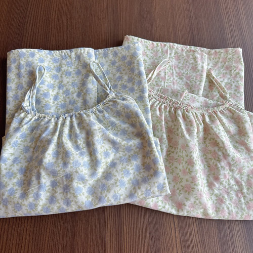 纯棉双层纱布吊带睡裙连衣裙家居服睡衣