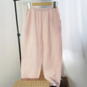 纯色宽松舒适萝卜睡裤 新款 纯棉纱布精梳纱女士家居长裤