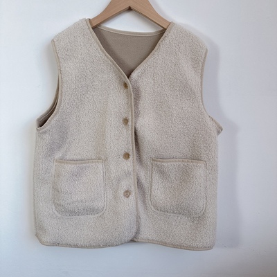 羊羔绒短款自制日系V领