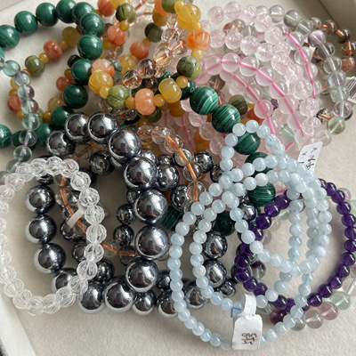 亏本捡漏天然水晶手串发晶紫晶萤石海蓝宝粉水晶太赫兹幽灵手链8