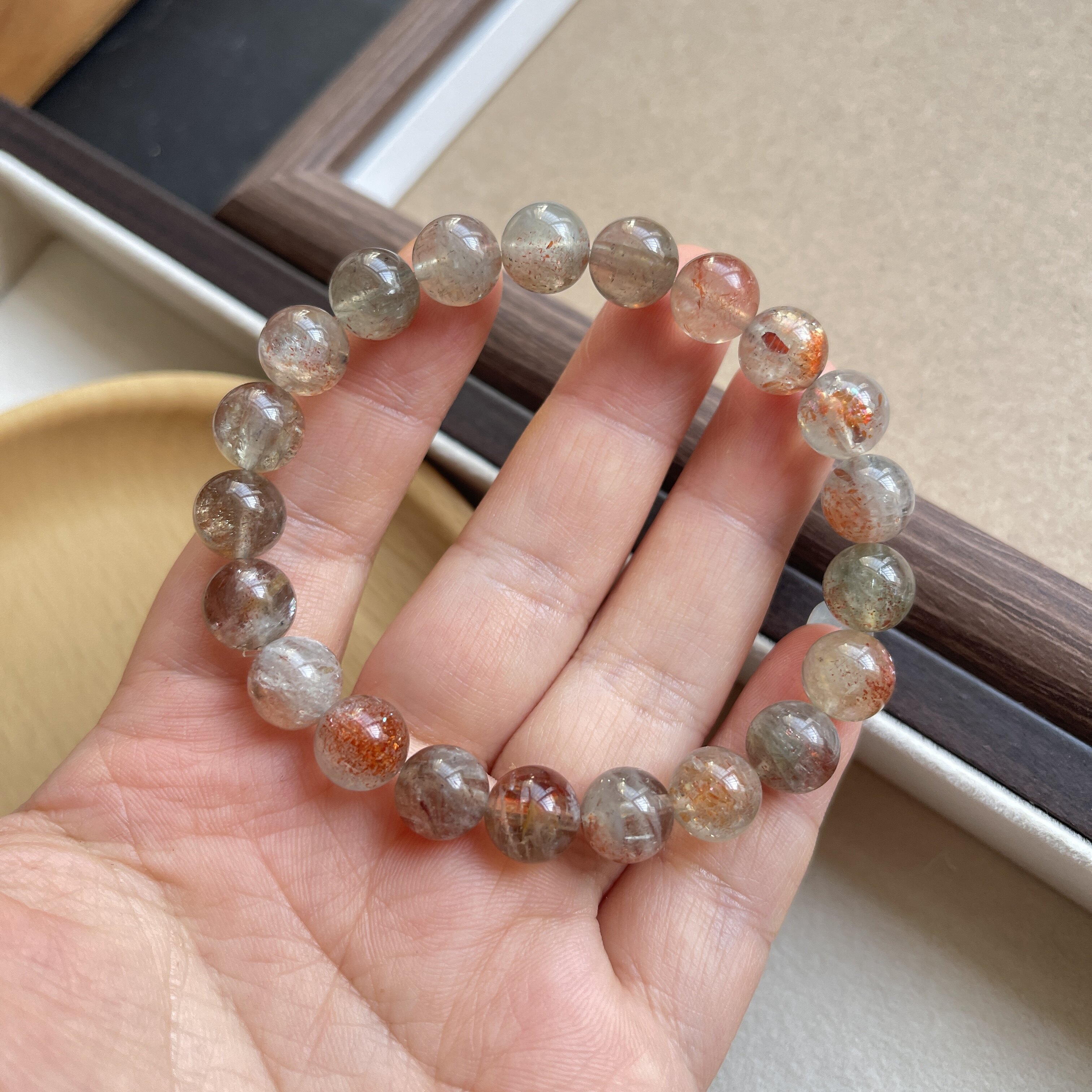 亏本捡漏 一物一图 天然草莓晶阿鲁沙共生体手链单圈手串金草莓