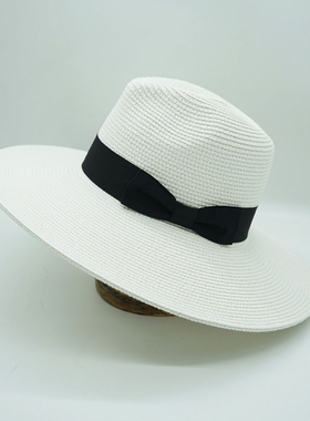 夏天法式男女大宽檐黑白灰色遮阳防晒沙滩度假爵士巴拿马太阳草帽