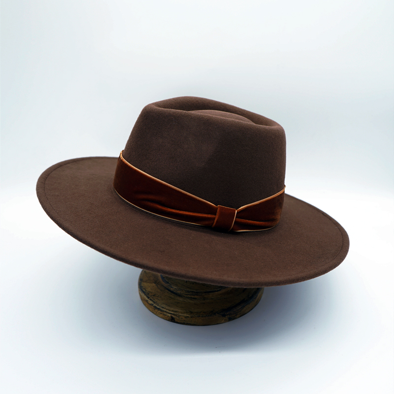 棕色咖色法式复古日系韩版大宽檐羊毛呢爵士礼帽女秋冬巴拿马毛毡