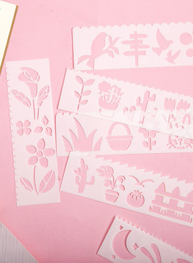 长条绘画模板小学生手抄报画画套装儿童镂空画板diyHD9t8uX5S