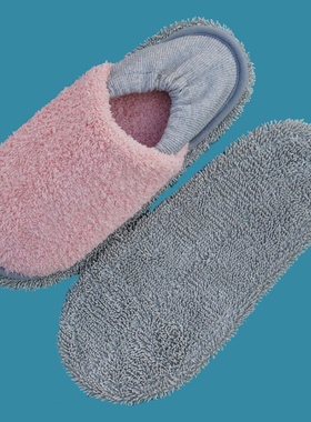 懒人拖地拖鞋木地板室内软底拖鞋冬季包跟静音无声拖鞋可拆洗