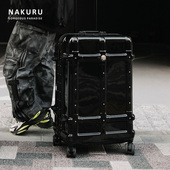拉杆箱潮 24寸大容量密码 NAKURU铝框行李箱黑色个性 旅行箱2025新款