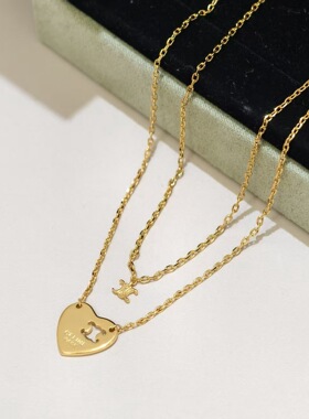 凯旋门爱心镂空双层轻奢锁骨链