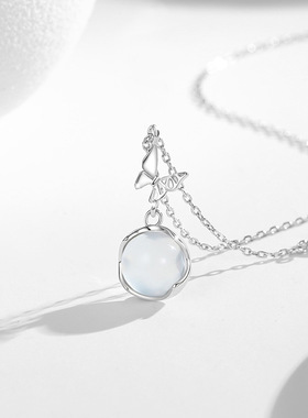 轻奢原创蝴蝶送礼锁骨链玉髓