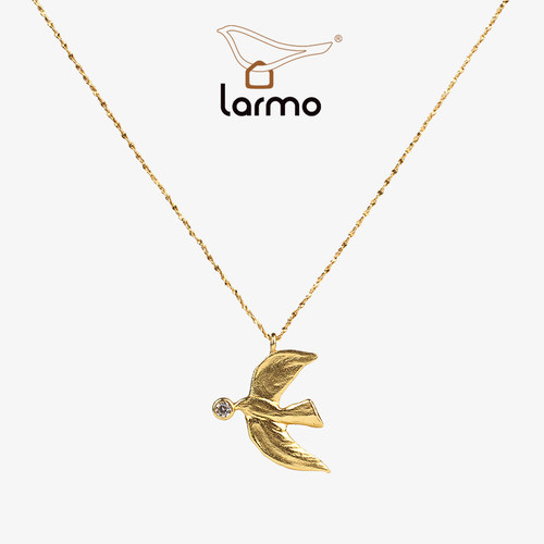 朗睦原创设计银镀金短项链小鸟女