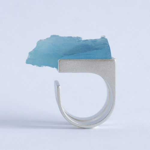 朗睦天然海蓝宝原石开口限量戒指