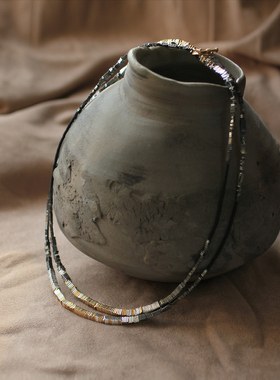 原创天然矿石琉璃长款毛衣链女