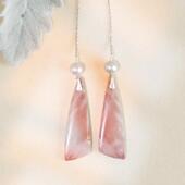 朗睦原创天然石花纹彩色耳环新年限量手工桃花运耳线设计感耳饰女